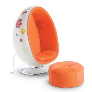 American Girl Doll Julie’s egg chair with speakers and ottoman